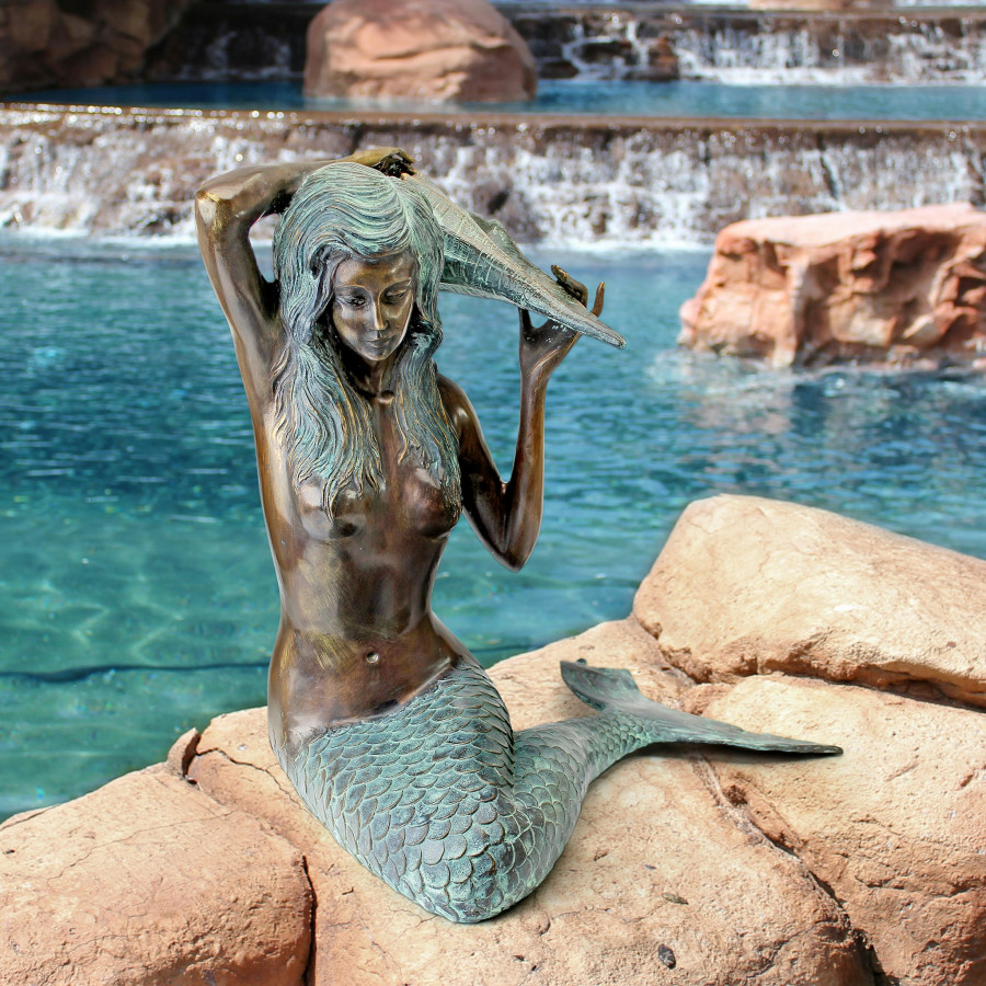 Toscano Mermaid of the Isle of Capri Piped Garden Statue - Medium