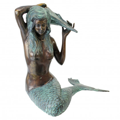 Toscano Mermaid of the Isle of Capri Piped Garden Statue - Medium
