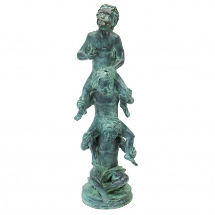 Toscano Child Play Stacked Children Spitting Statue - Large