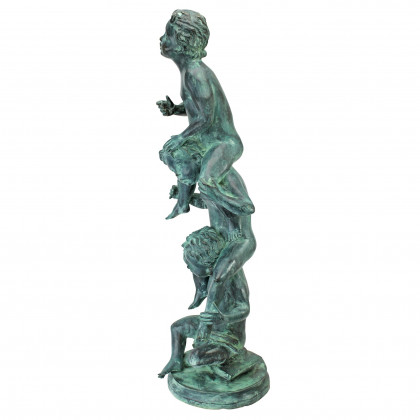 Toscano Child Play Stacked Children Spitting Statue - Large