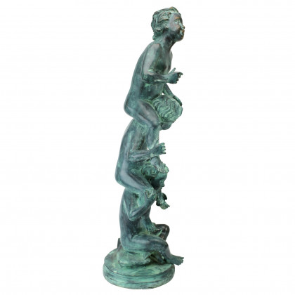 Toscano Child Play Stacked Children Spitting Statue - Large