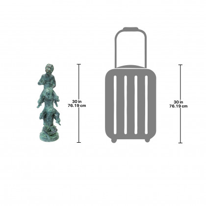 Toscano Child Play Stacked Children Spitting Statue - Large