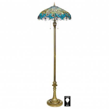 Toscano - Art Nouveau Peacock Tiffany-Style Floor Lamp