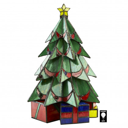 Toscano Illuminated Christmas Tree Lamp - Large, Stained Glass