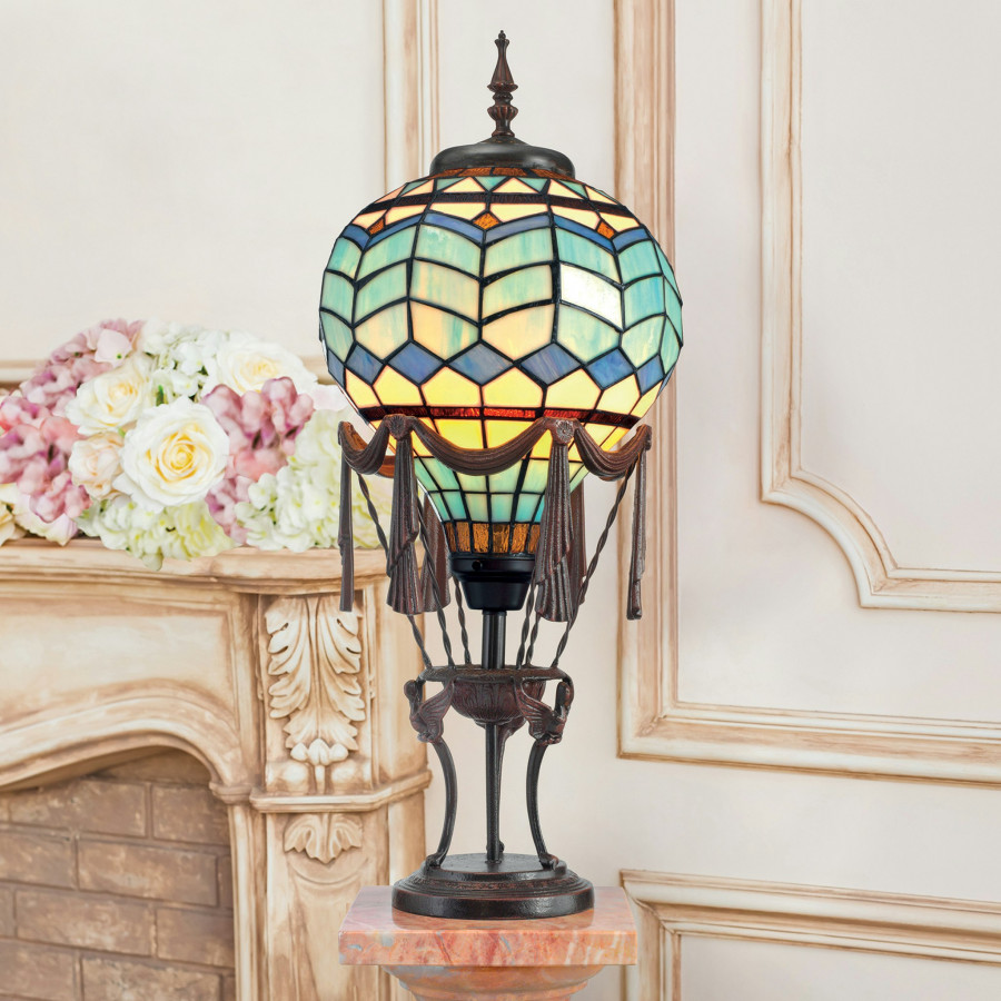 Toscano - Le Flesselles Hot Air Balloon Illuminated Stained Glass Statue