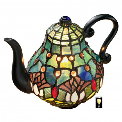 Toscano - Victorian Teapot Tiffany-Style Illuminated Sculpture