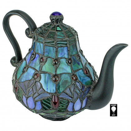 Toscano - Victorian Teapot Tiffany-Style Illuminated Sculpture