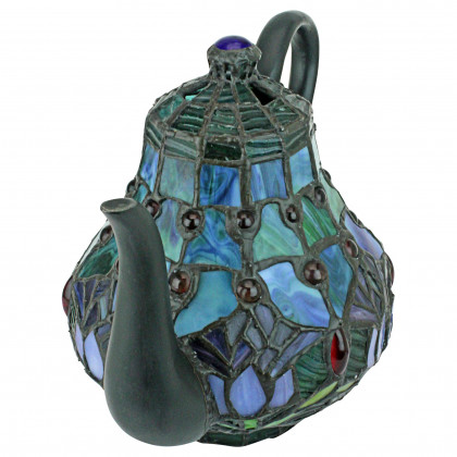Toscano - Victorian Teapot Tiffany-Style Illuminated Sculpture