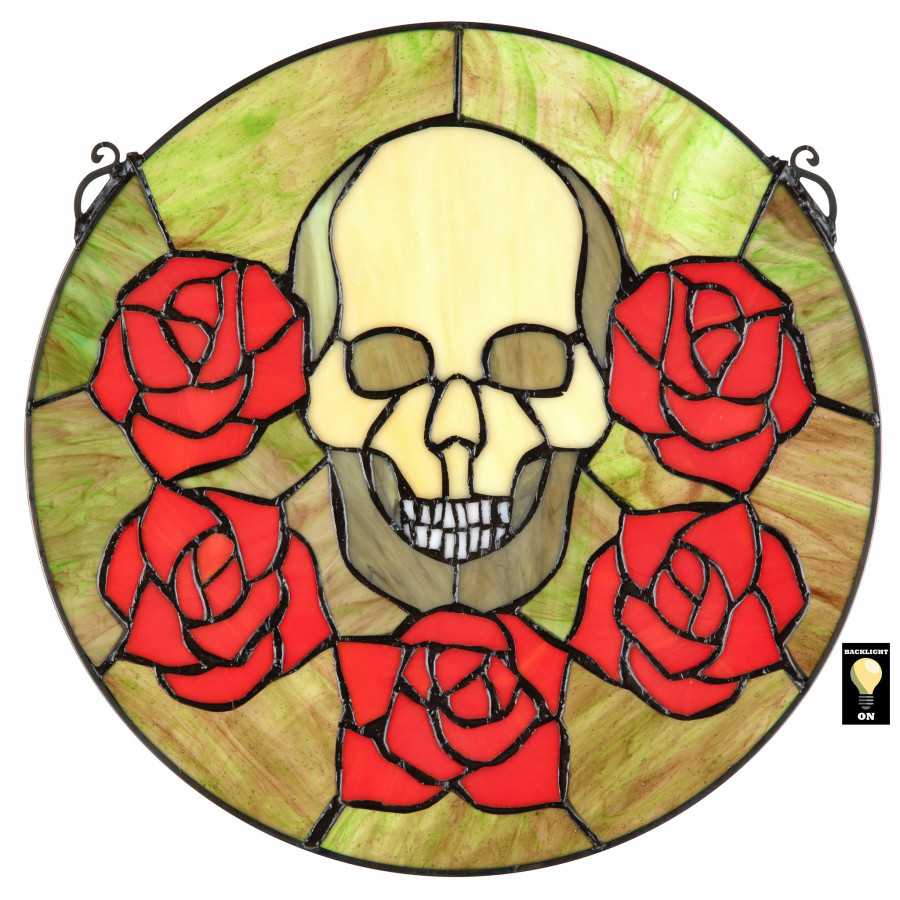 Toscano - Beauty and Decay Gothic Skull Stained Glass Window