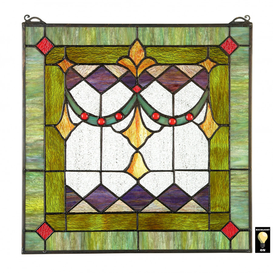 Toscano Victorian Swag Tiffany-Style Stained Glass Window