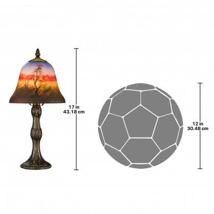 Toscano - Forest Scene at Sunset Reverse Hand-Painted Lamp in Stained Glass