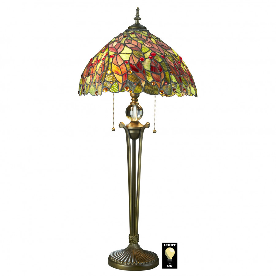Toscano - Crotton Leaves Table Lamp in Stained Glass
