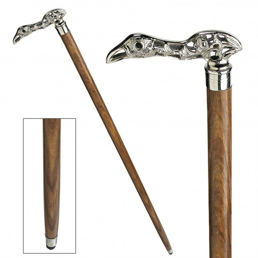Toscano - Gentleman’s Choice Exotic Toucan Walking Stick in Chrome Capstick/Hardwood