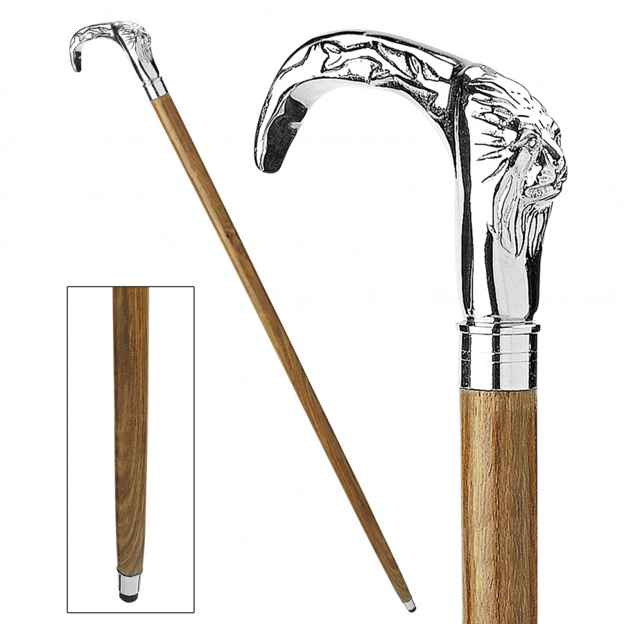 Toscano - Gentleman’s Choice Chrome Lion King of the Beasts Walking Stick in Chrome Capstick/Hardwood