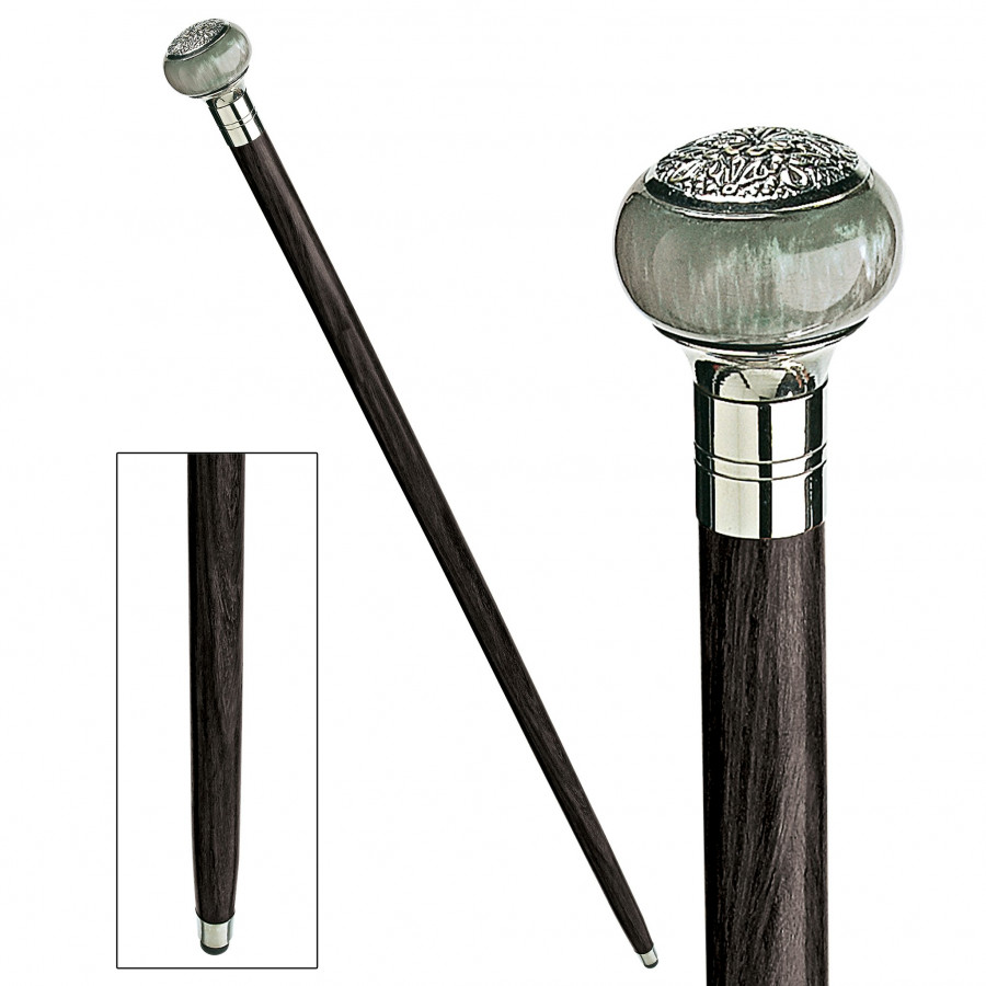 Toscano - Gentleman’s Choice Emerald Sphere Walking Stick in Chrome Capstick/Hardwood