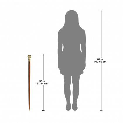 Toscano - Empress Direct Path Compass Walking Stick in Brass Capstick/Hardwood