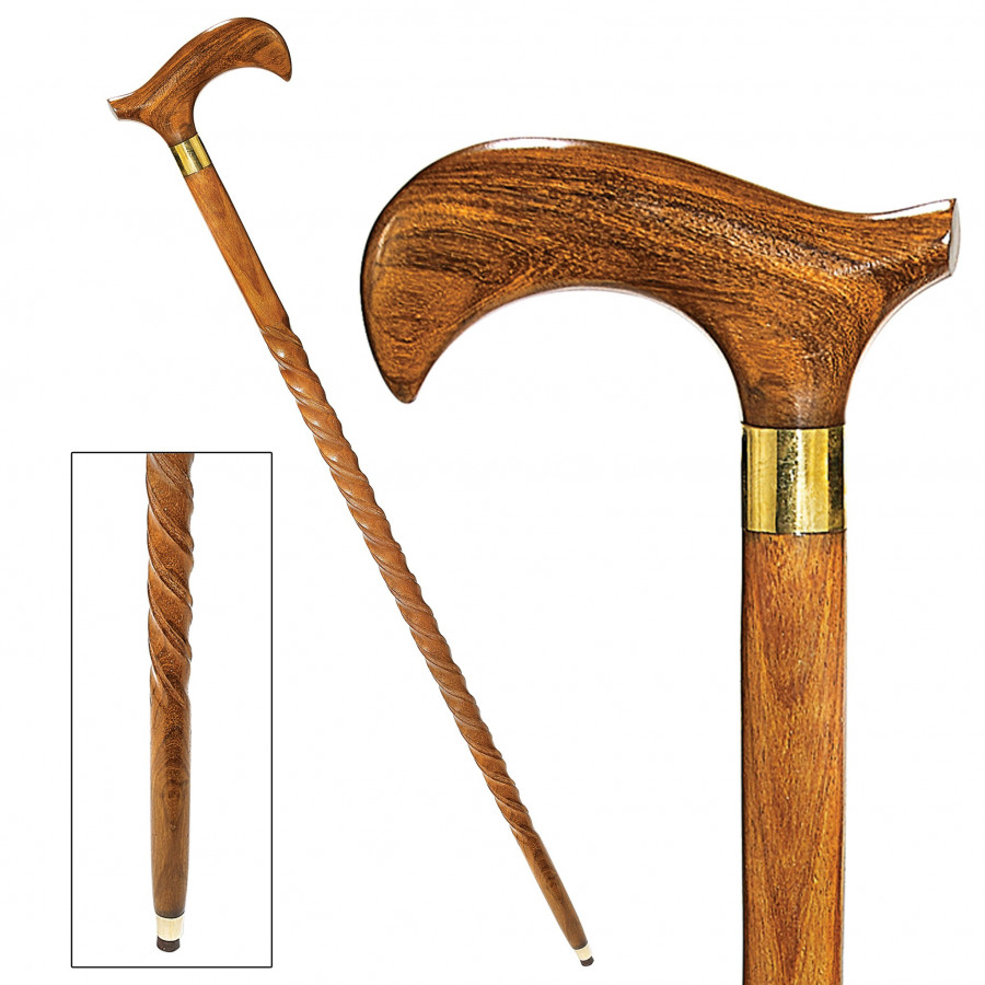 Toscano - Wandering Road Walking Stick in Brass Capstick/Hardwood