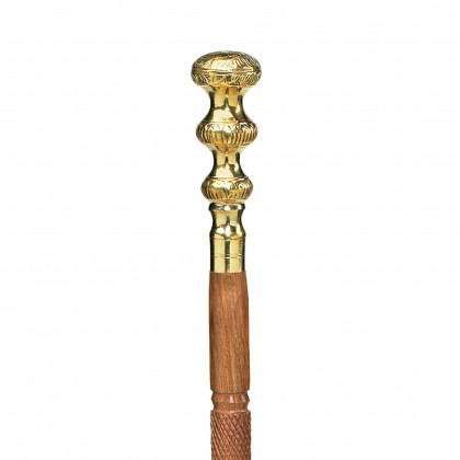 Toscano - Empress 3 Gold Saucer Walking Stick in Brass Capstick/Hardwood