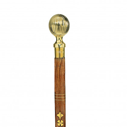Toscano - Empress Fluted Sphere Walking Stick in Brass Capstick/Hardwood