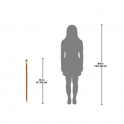 Toscano - Empress Fluted Sphere Walking Stick in Brass Capstick/Hardwood