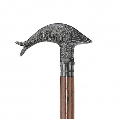 Toscano - Dolphin Derby Handle Walking Stick in Brass Capstick/Hardwood