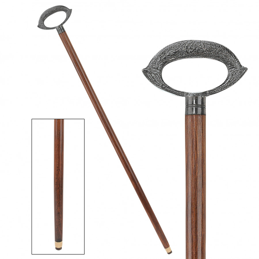 Toscano - Gentleman’s Choice Grip Handle Walking Stick in Brass Capstick/Hardwood