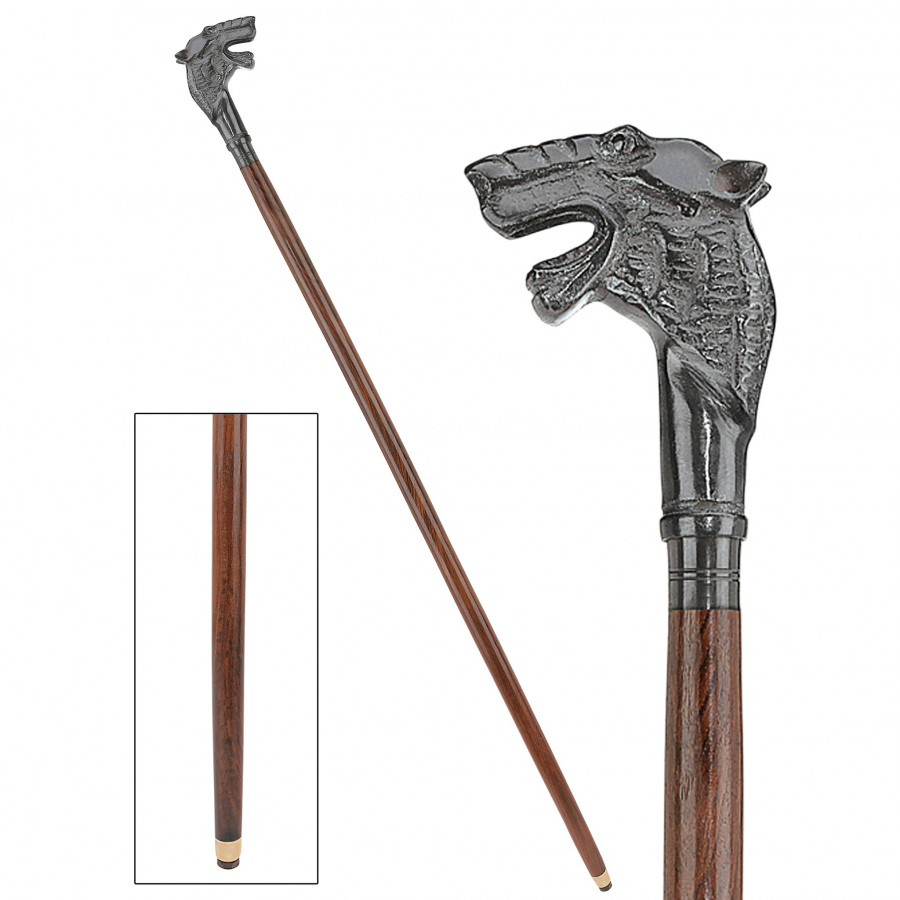 Toscano - Hound Of The Baskervilles Walking Stick in Brass Capstick/Hardwood
