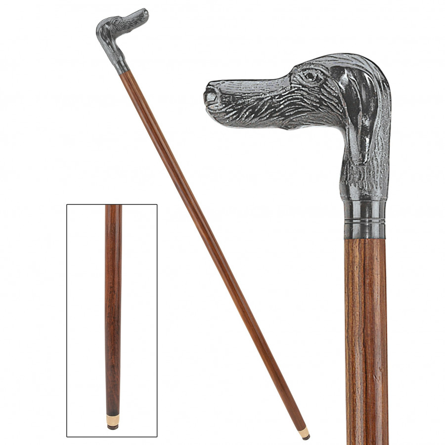 Toscano - Hunting Dog Walking Stick in Brass Capstick/Hardwood