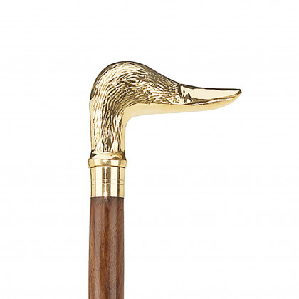 Toscano - Mallard Duck Walking Stick in Brass Capstick/Hardwood