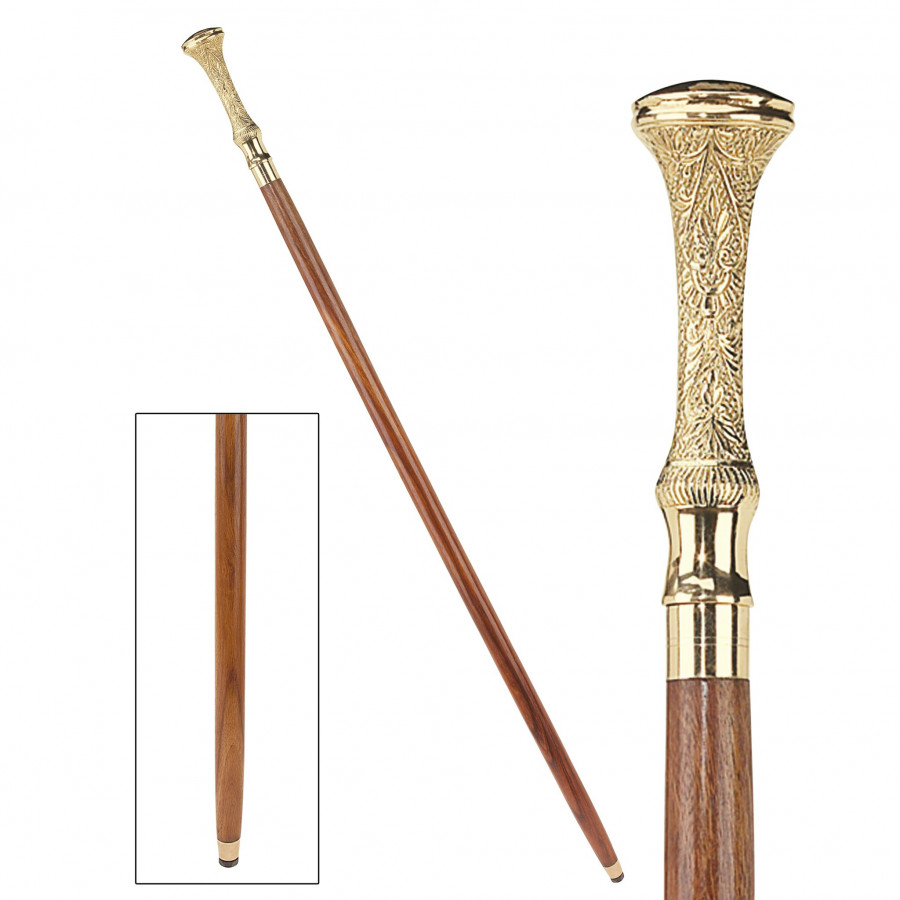 Toscano - Empress Kingsley Edwardian Walking Stick in Brass Capstick/Hardwood
