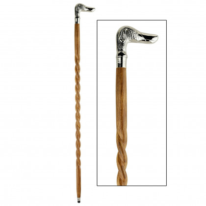 Toscano - Empress Dog, Man's Best Friend Walking Stick in Chrome Capstick/Hardwood