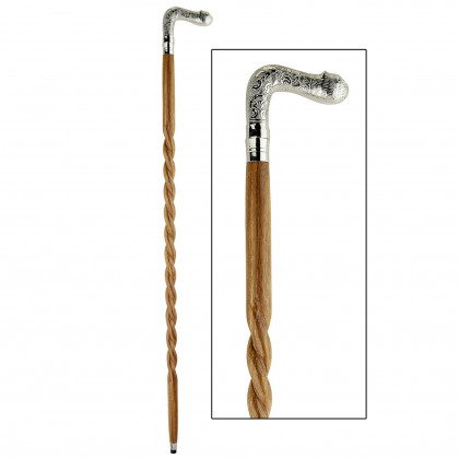 Toscano - Empress Sly Cat Walking Stick in Chrome Capstick/Hardwood