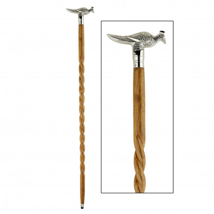 Toscano - Empress Proud Peacock Walking Stick in Chrome Capstick/Hardwood