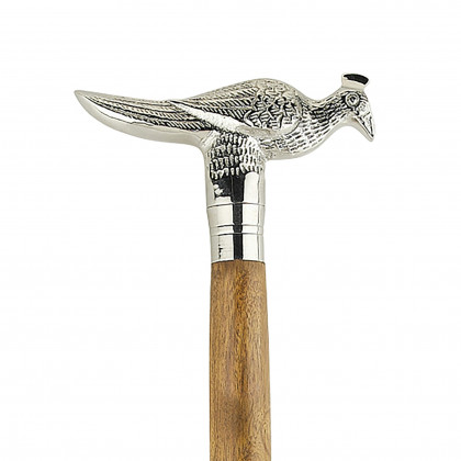 Toscano - Empress Proud Peacock Walking Stick in Chrome Capstick/Hardwood