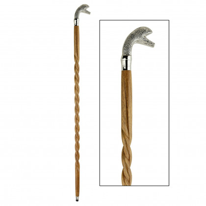 Toscano - Empress Slithering Snake Head Walking Stick in Chrome Capstick/Hardwood