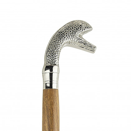 Toscano - Empress Slithering Snake Head Walking Stick in Chrome Capstick/Hardwood