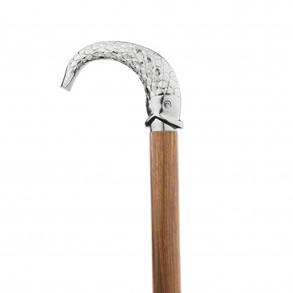 Toscano - Empress Hook Line and Sinker Fish Walking Stick in Chrome Capstick/Hardwood