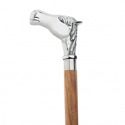 Toscano - Empress Playing the Ponies Horse Walking Stick in Chrome Capstick/Hardwood