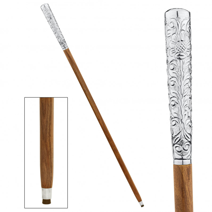 Toscano - Empress Dandy Fellow Walking Stick in Chrome Capstick/Hardwood