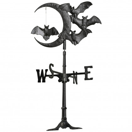 Toscano Crescent Moon Vampire Bats Weathervane - Roof Mount