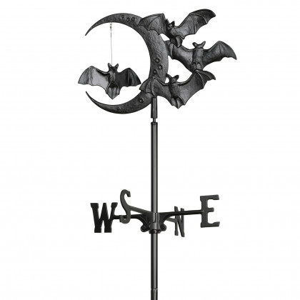Toscano Crescent Moon Vampire Bats Weathervane - Garden Stake