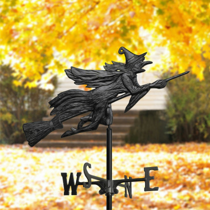 Toscano Windblown Wicked Witch Weathervane - Garden Stake