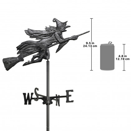 Toscano Windblown Wicked Witch Weathervane - Garden Stake