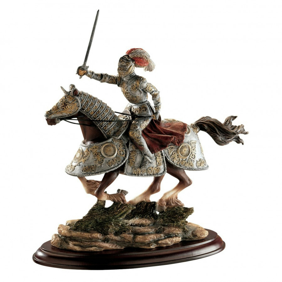 Toscano - Medieval Charging Knight and Horse Sculpture