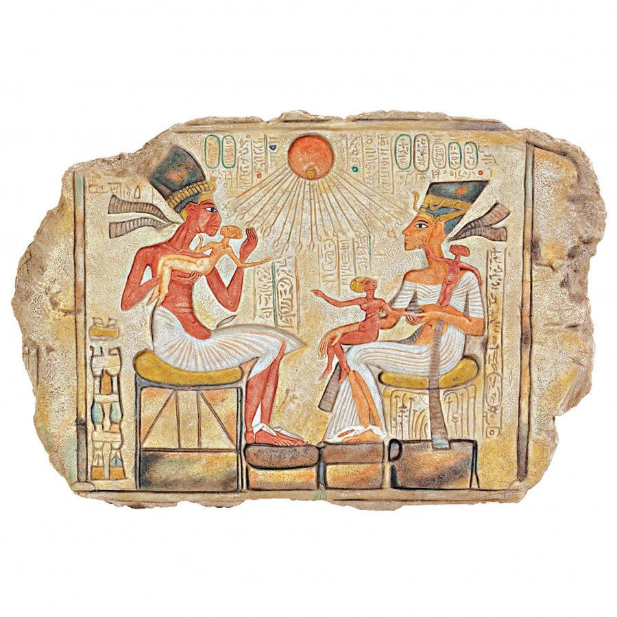 Toscano - King Akhenaton Nefertiti and Daughters Stele Wall Sculpture