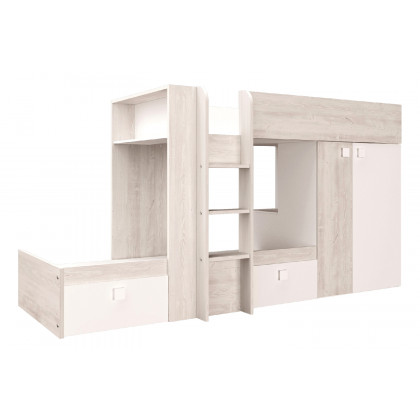 Trasman Bo 1 Reversible Bunk Bed with Drawers and Wardrobe - 90x200cm, without Supports