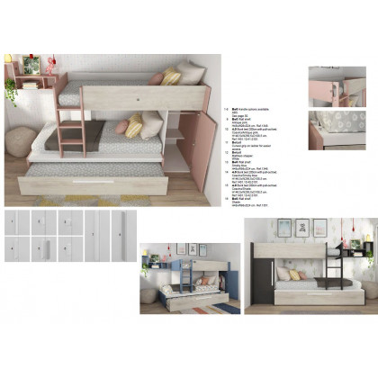 Trasman 4.0 Series Reversible Bunk Bed with Pullout Bed - 90x200cm