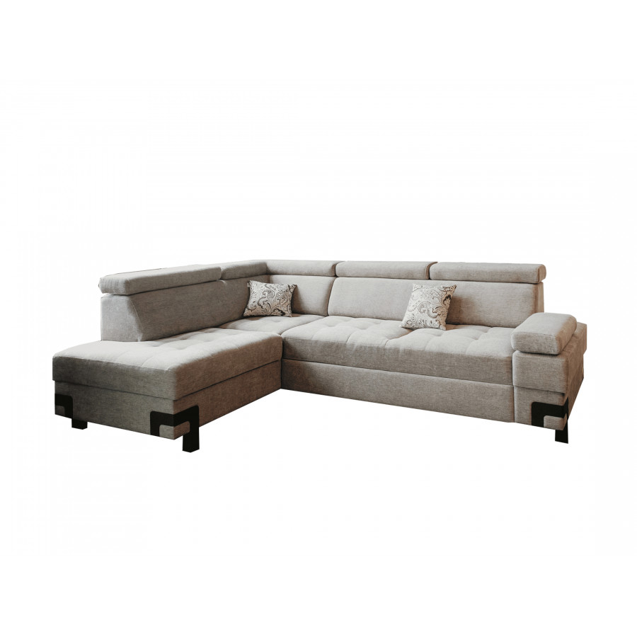 UA Collection Garda 2-Piece Left Facing Sectional with Bed and Storage - Light Gray, Fabric