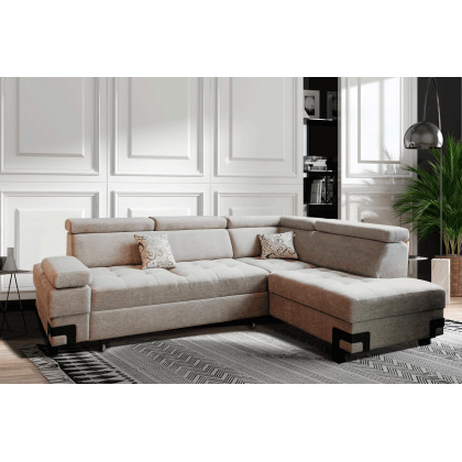 UA Collection Garda 2-Piece Left Facing Sectional with Bed and Storage - Light Gray, Fabric