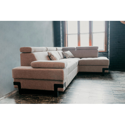 UA Collection Garda 2-Piece Left Facing Sectional with Bed and Storage - Light Gray, Fabric